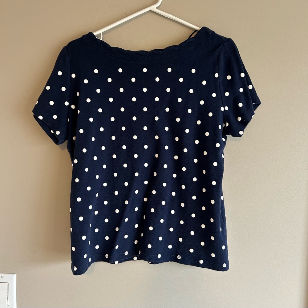 Lovely Shirt with polka dots and scalloped type detail at the neckline